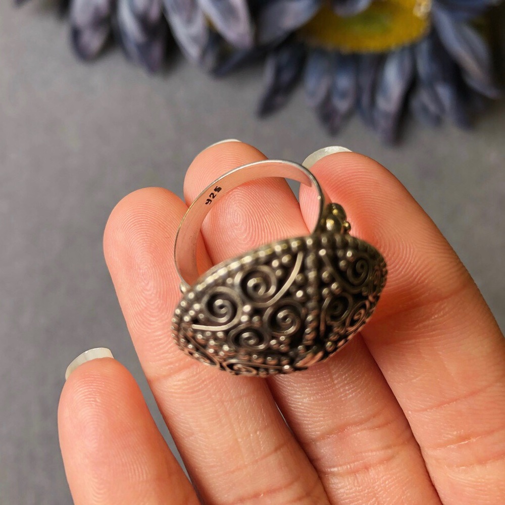 Clearancesterling Silver Engraved Ring - image 3